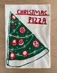christmas pizza tea towel