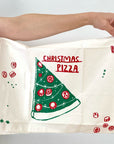 christmas pizza tea towel